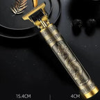 Upgrade your grooming routine with the Vintage T9 Metal Body Trimmer, a powerful and stylish tool built for precision and durability. Crafted with a solid metal body and equipped with sharp stainless-steel blades, this professional-grade trimmer ensures s